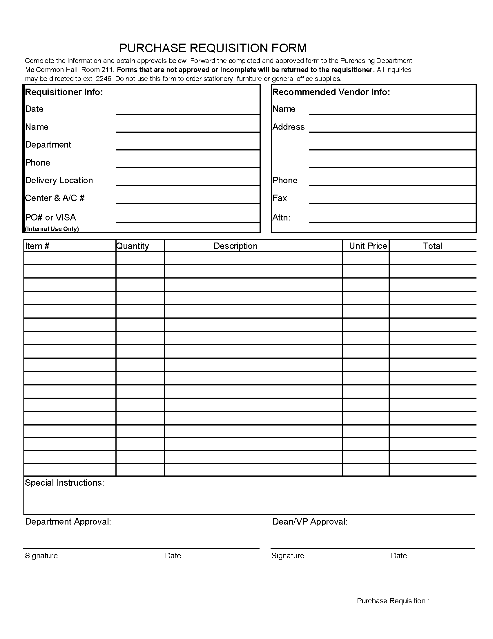 14 - Purchase Requisition Form